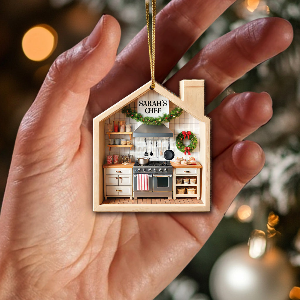 Custom Name Chef Kitchen Ornament, Chef Kitchen Christmas Decoration