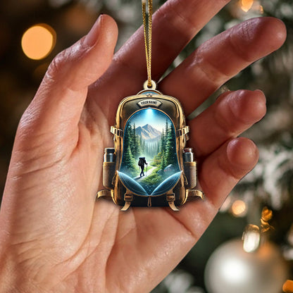 Custom Name Hiking Christmas Ornament, Christmas Gift for Hiking Lover