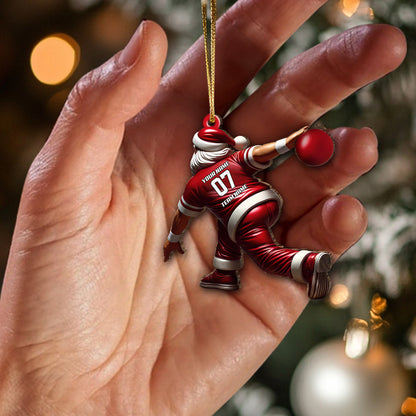 Custom Name Bowling Santa Ornament, Bowling Lover Christmas Gift