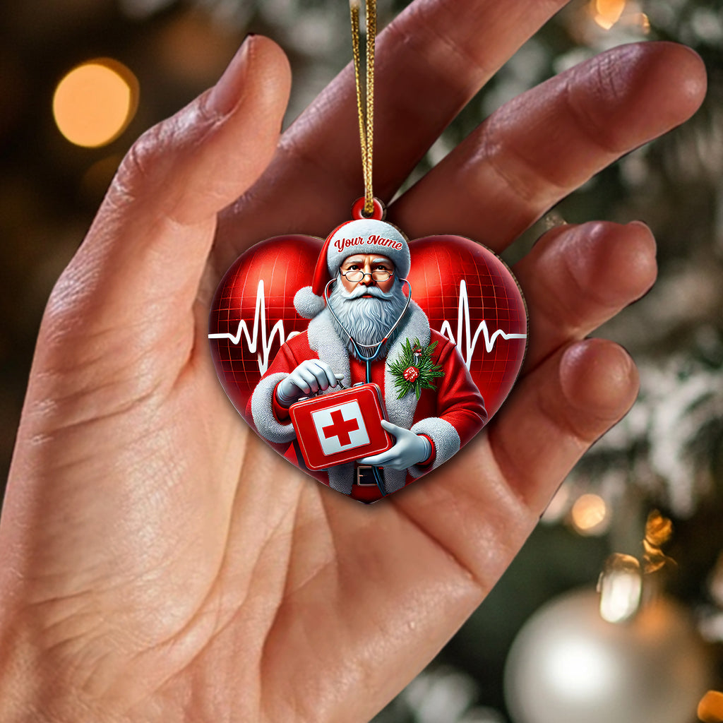 Custom Name Santa Nurse Ornament, Home Decor Christmas Gift