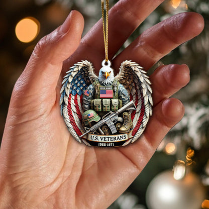 Custom Name U.S. Veteran Ornament Ornament, U.S. Veteran Memorial Christmas Gift