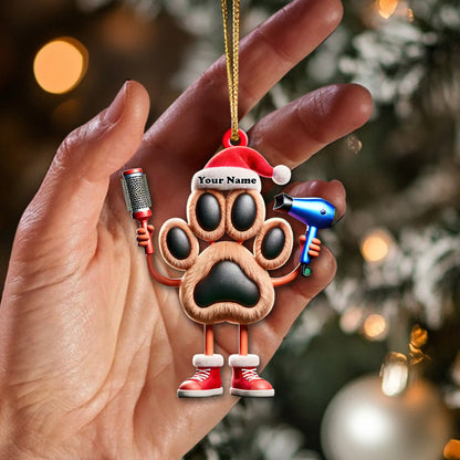 Custom Name Groomer Ornament, Pet Shop Christmas Decor