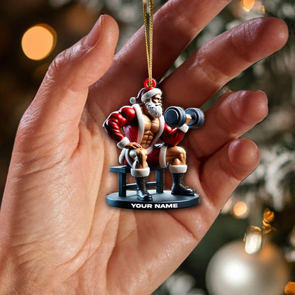 Custom Name Santa Gym Ornament, Gymnastics Christmas Gift