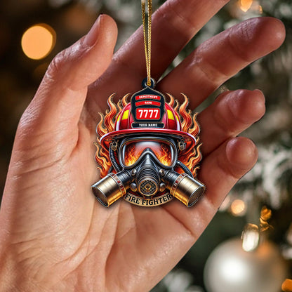 Custom Name Fire Fighter Ornament, Fire Fighter Christmas Gift