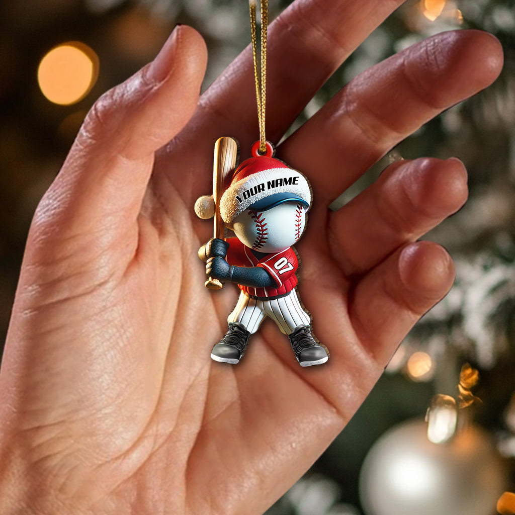 Custom Name Baseball Ornament, Baseball Lover Christmas Gift
