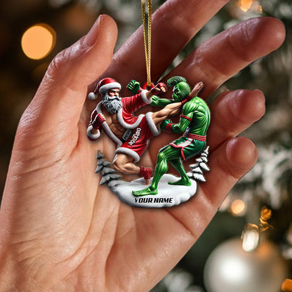 Custom Name Muay Thai Santa Ornament, Christmas Gift for Muay Thai Lover