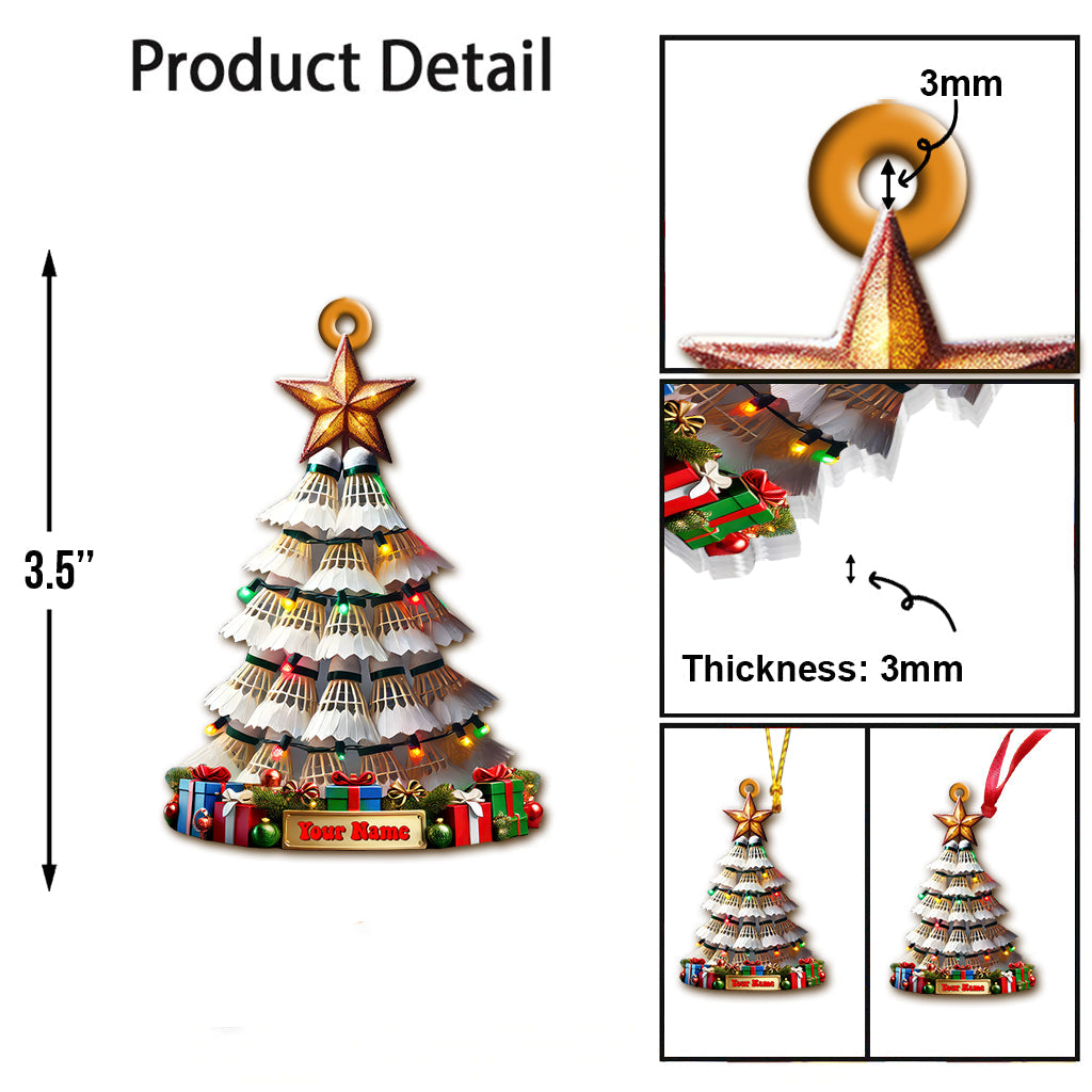 Custom Name Badminton Christmas Tree Ornament, Badminton Lover Christmas Gift