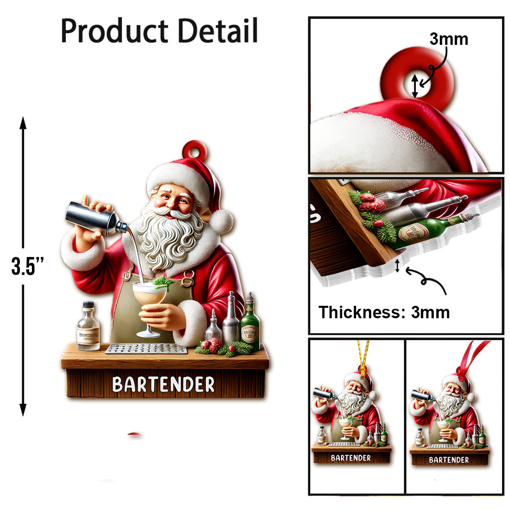 Custom Name Santa Bartender Ornament, Home Decor Christmas Gift