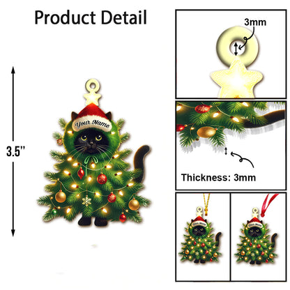 Custom Name Cat Christmas Tree Ornament, Cat Christmas Gift