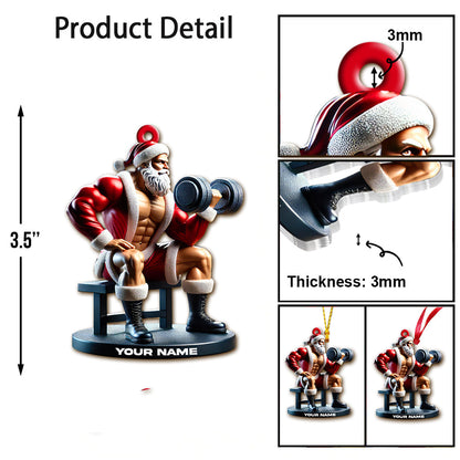 Custom Name Santa Gym Ornament, Gymnastics Christmas Gift