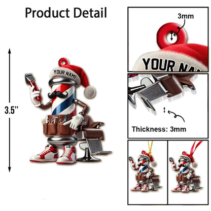 Custom Name Barber Ornament, Christmas Decoration for Barber Shop
