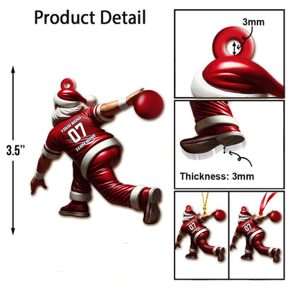 Custom Name Bowling Santa Ornament, Bowling Lover Christmas Gift