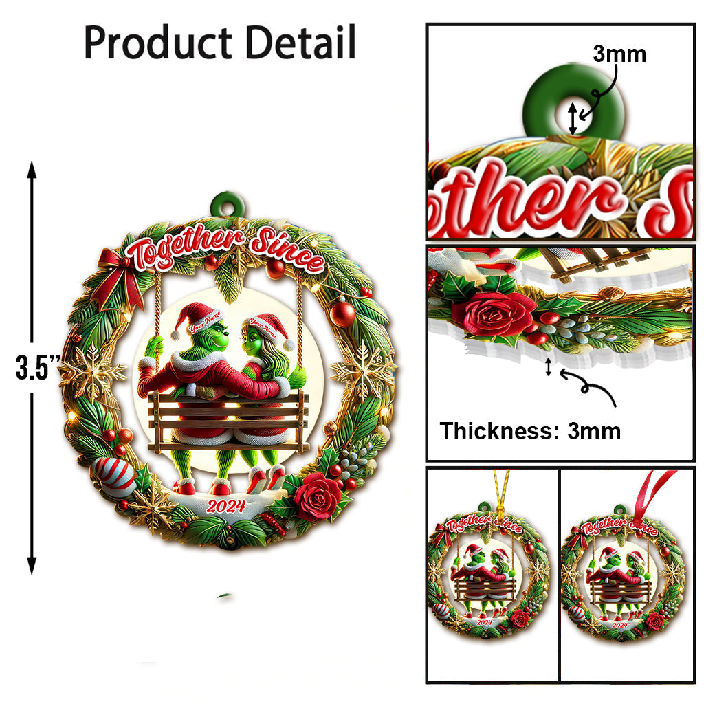 Custom Name Couple Ornament, Together Since, Lover Christmas Gift