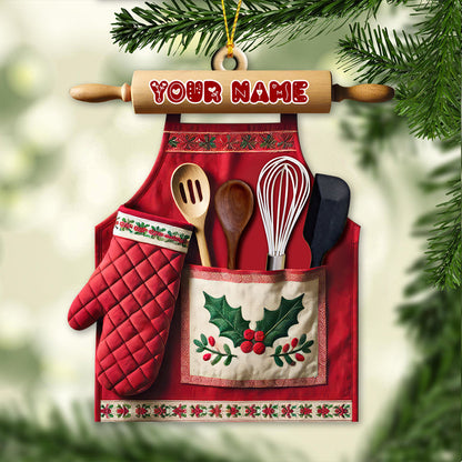 Custom Name Baker Ornament, Christmas Gift for Baker Lover