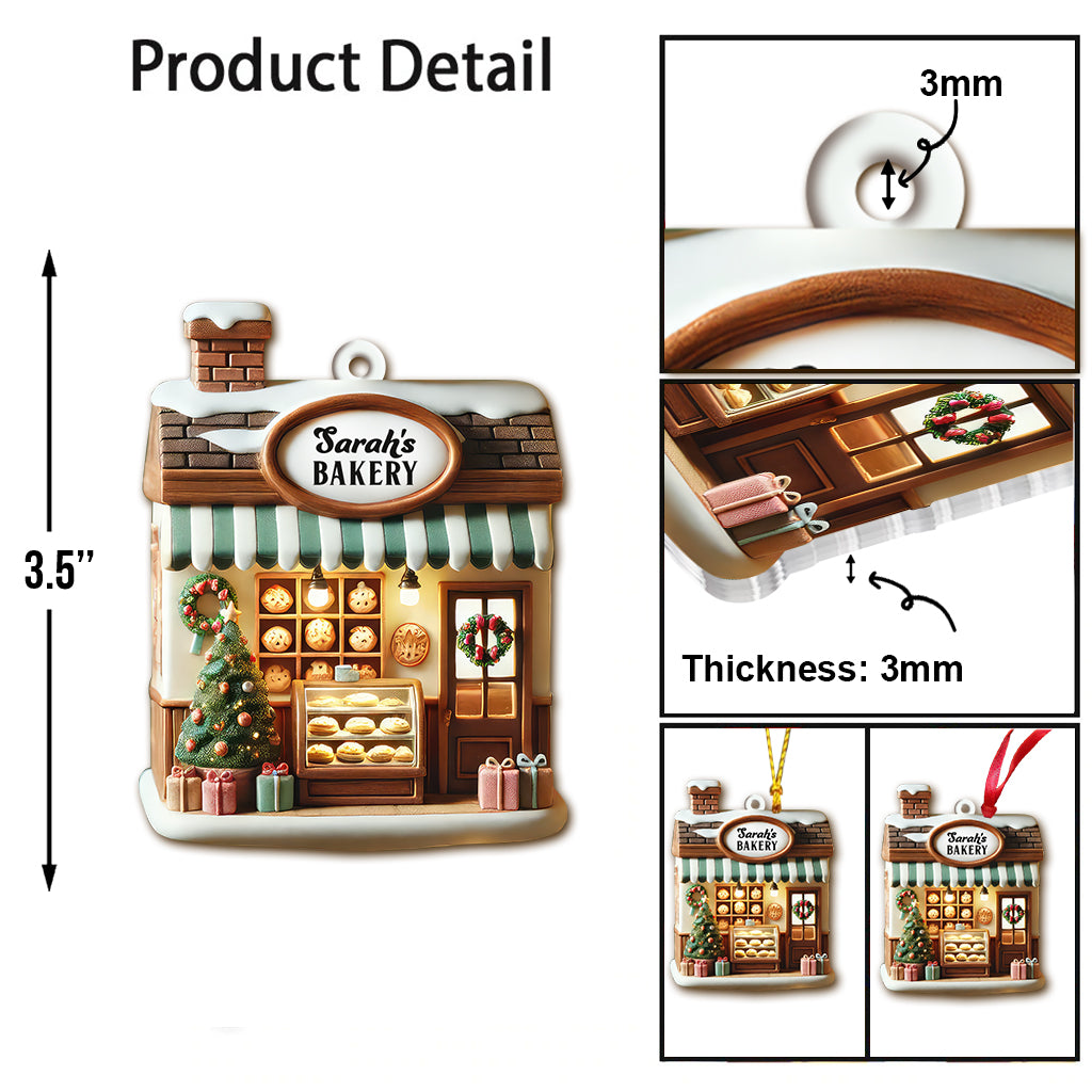 Custom Name Bakery Store Ornament, Bakery Store Christmas Decoration