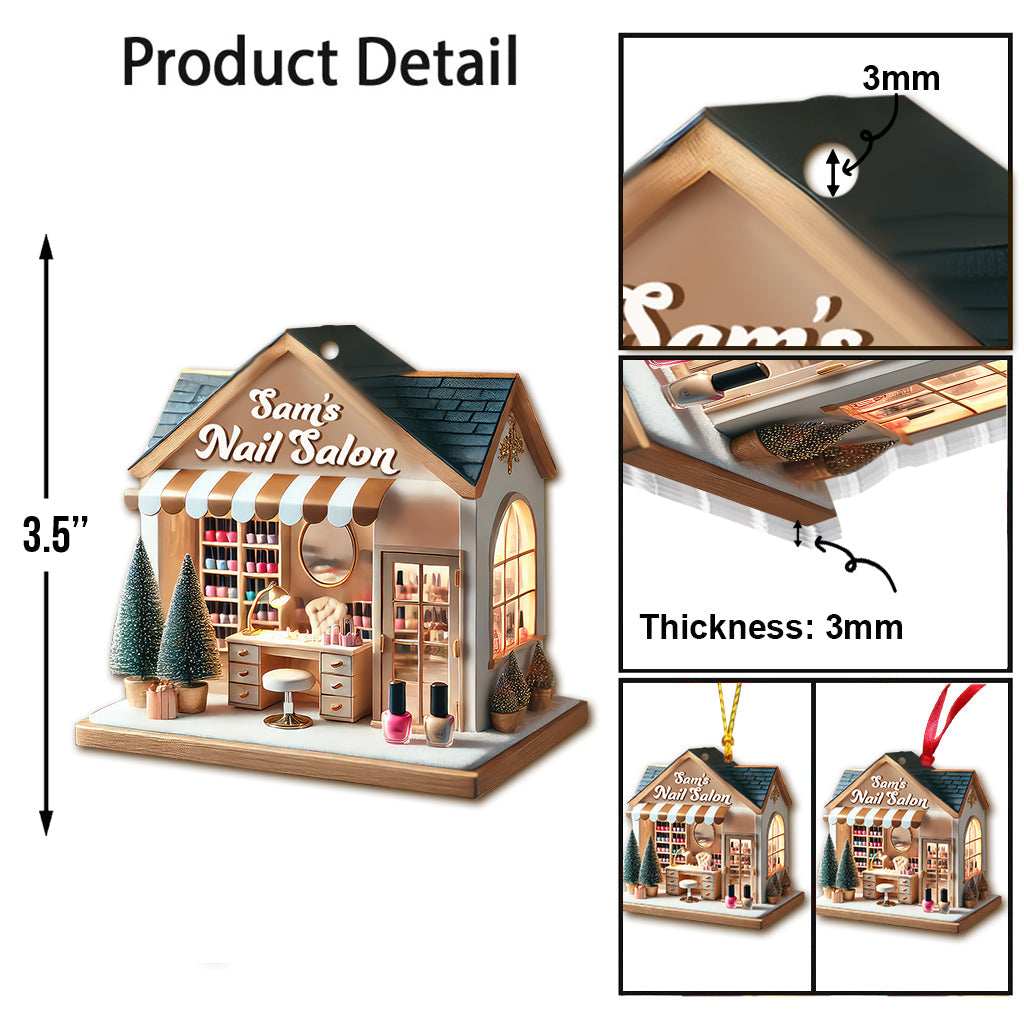 Custom Name Nail Salon Ornament, Nail Salon Christmas Decoration