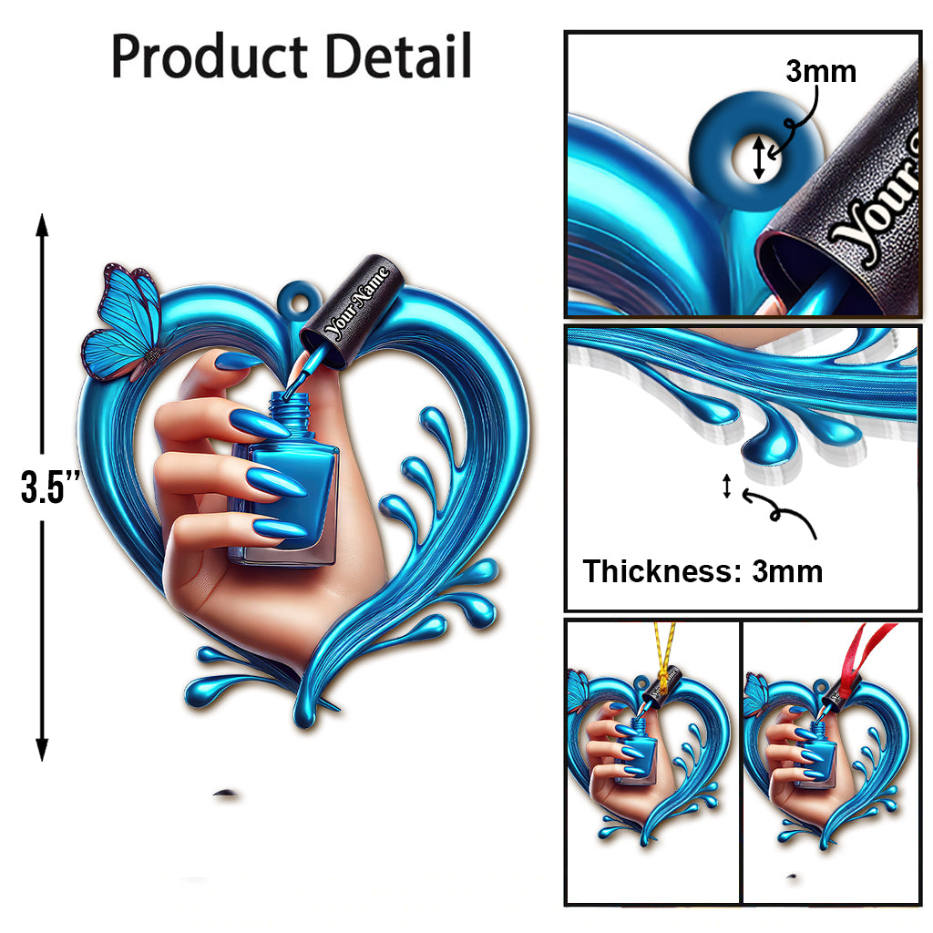 Custom Name Nail Ornament, Christmas Decoration for Nail Salon