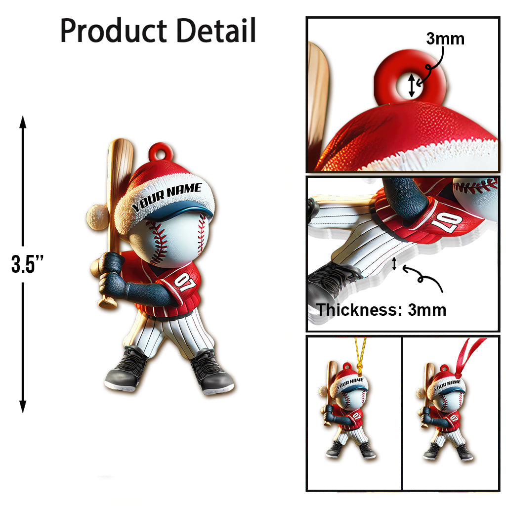 Custom Name Baseball Ornament, Baseball Lover Christmas Gift