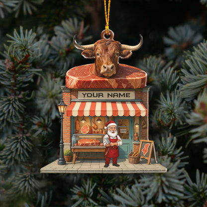 Butcher Santa, Home Decor, Christmas Ornament, Personalized Ornament