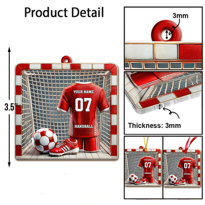 Custom Name and Number Handball Ornament, Christmas Gift for Handball Lover
