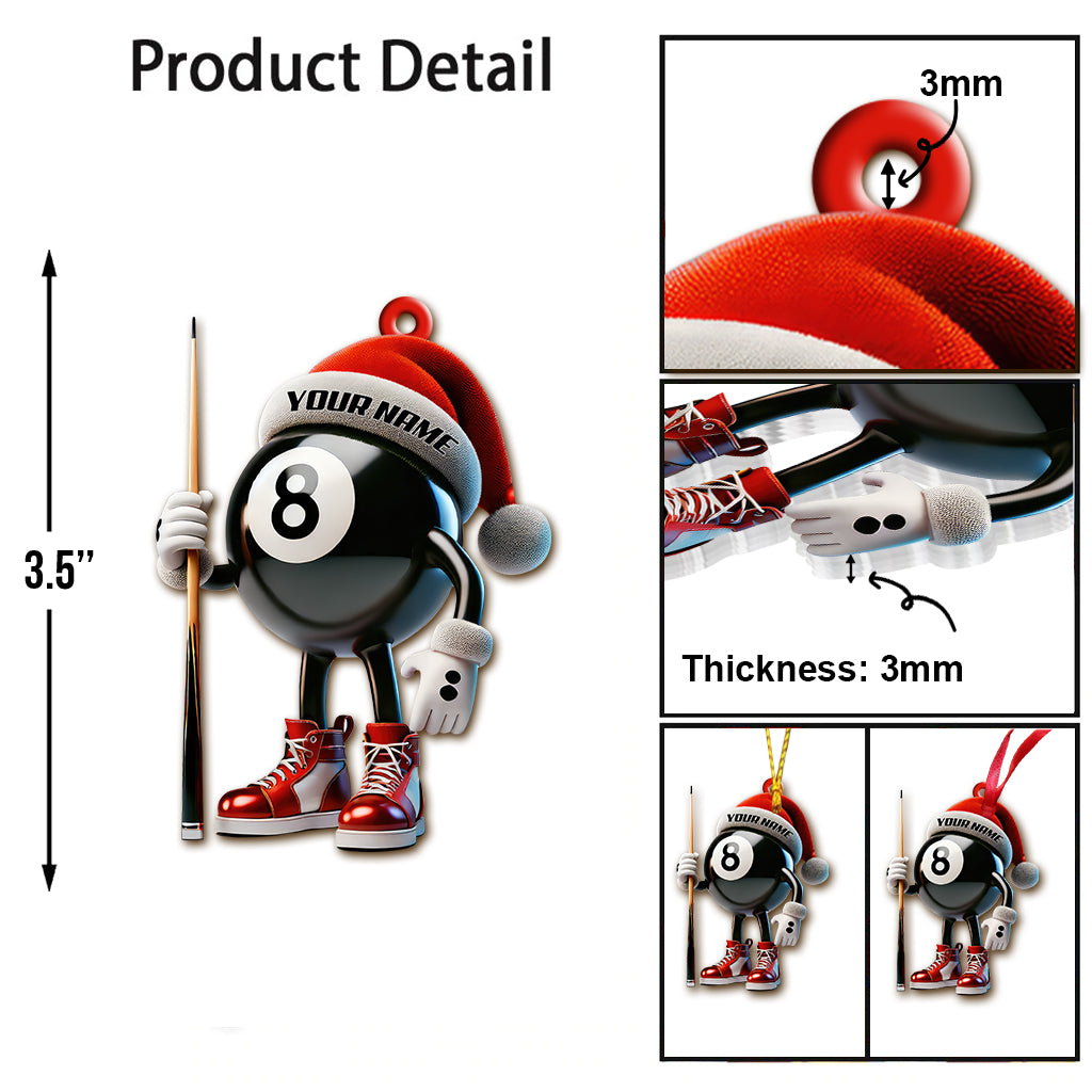 Custom Name Billiard Ornament, Billiard Lover Christmas Gift