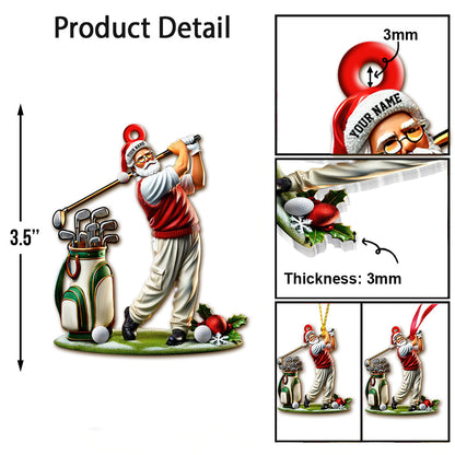 Custom Name Golf Santa Ornament, Golf Lover Christmas Gift