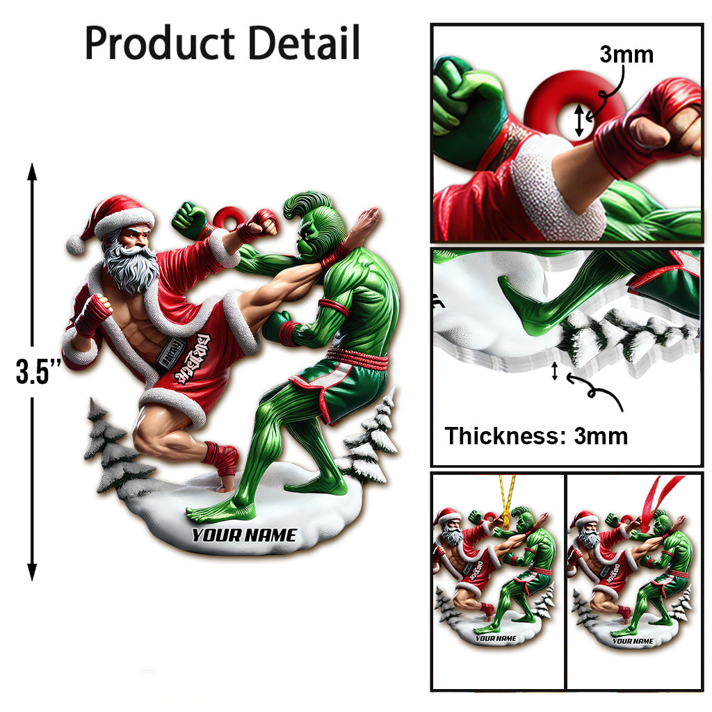 Custom Name Muay Thai Santa Ornament, Christmas Gift for Muay Thai Lover