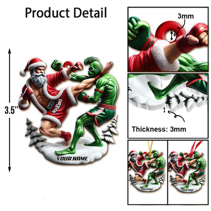 Custom Name Muay Thai Santa Ornament, Christmas Gift for Muay Thai Lover