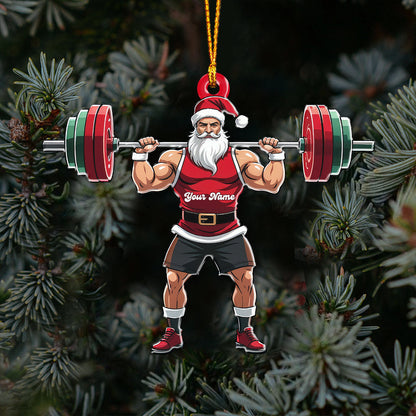 Weightlifting Santa, Home Decor, Christmas Ornament, Personalized Ornament