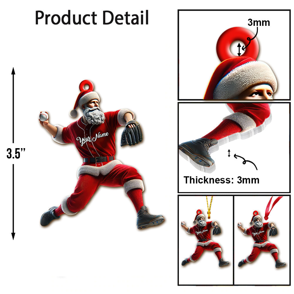 Custom Name Baseball Santa Ornament, Baseball Lover Christmas Gift