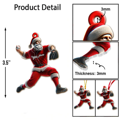Custom Name Baseball Santa Ornament, Baseball Lover Christmas Gift