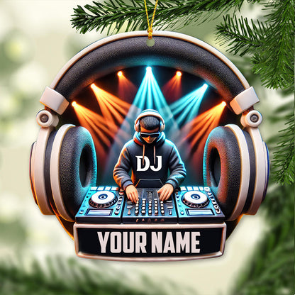 Custom Name Disc Jockey Ornament, DJ Christmas Gift