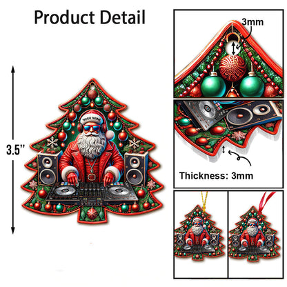 Custom Name Disc Jockey Santa Ornament, DJ Christmas Gift
