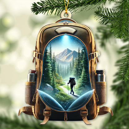 Custom Name Hiking Christmas Ornament, Christmas Gift for Hiking Lover