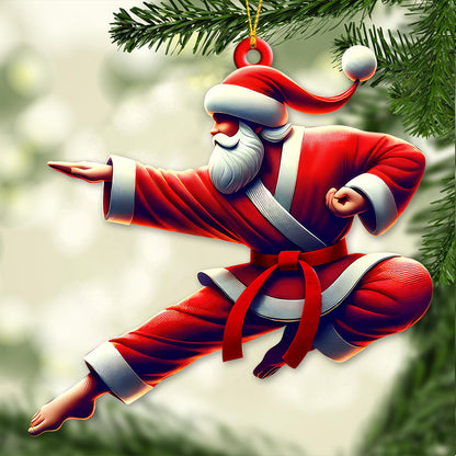 Custom Name Santa Karate Ornament, Christmas Gift for Karate Lover