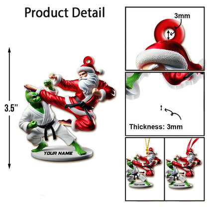 Custom Name Santa Karate Ornament, Santa Karate Christmas Gift