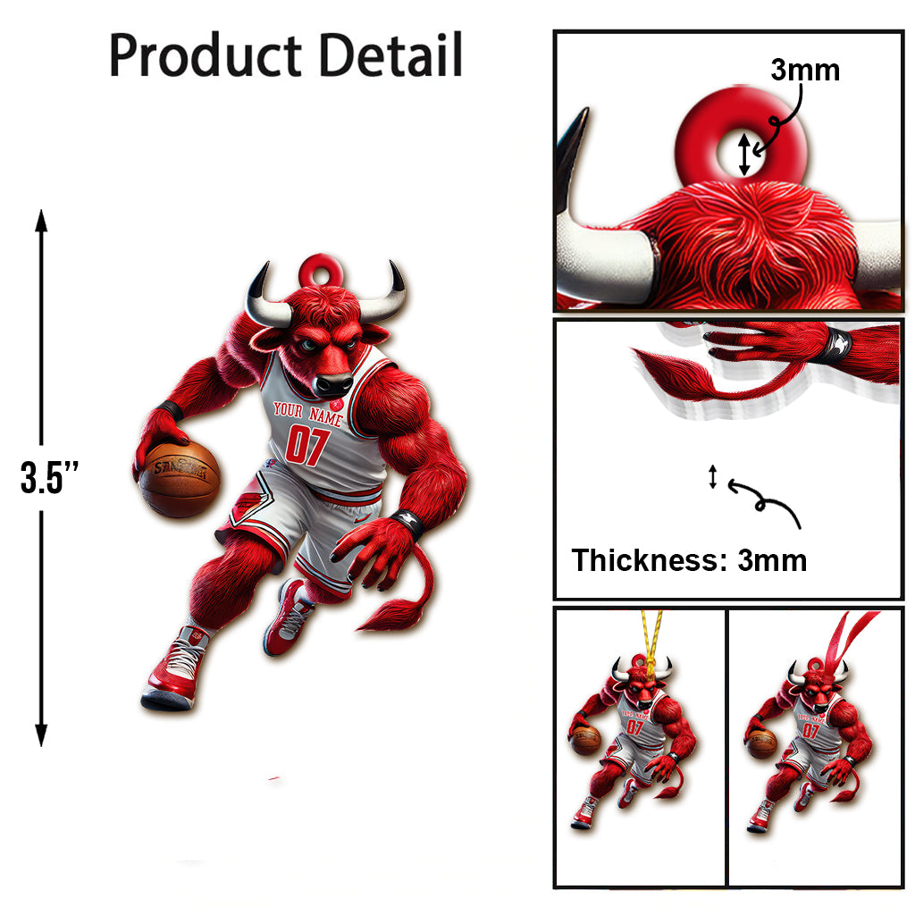 Custom Name Basketball Bulls Team Ornament, Basketball Team Christmas Gift