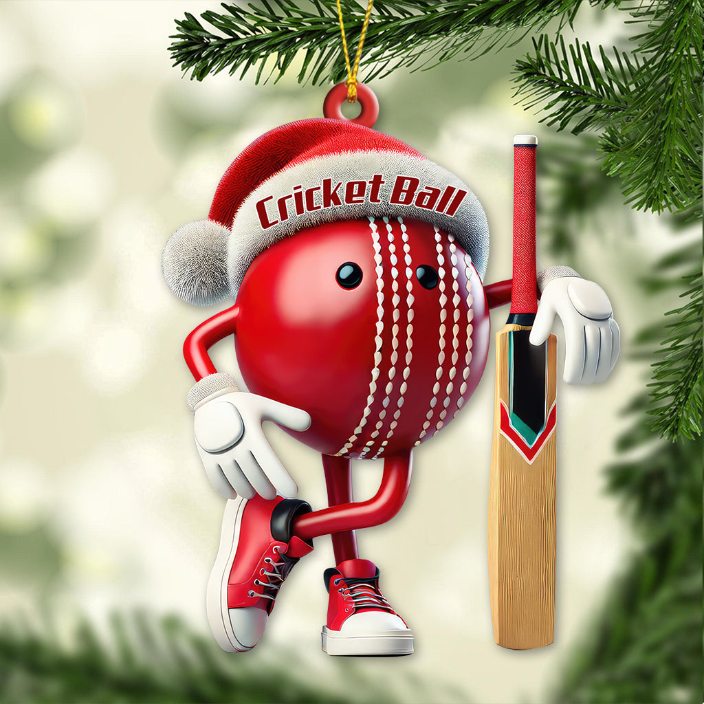 Custom Name Cricket Ball Ornament, Cricket Ball Lover Christmas Gift