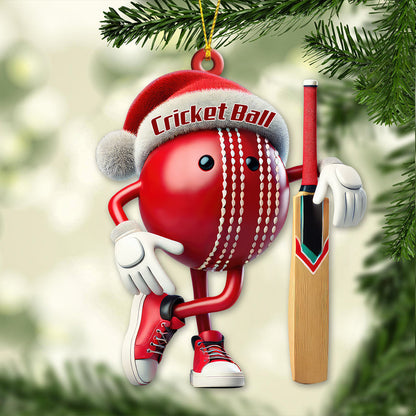 Custom Name Cricket Ball Ornament, Cricket Ball Lover Christmas Gift