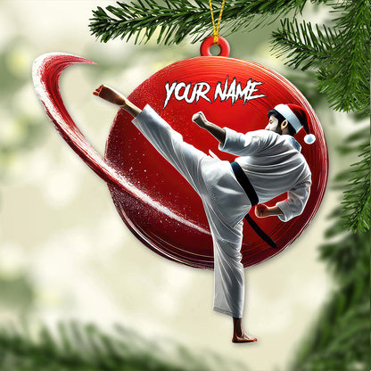 Custom Name Karate Ornament, Christmas Gift for Karate Lover