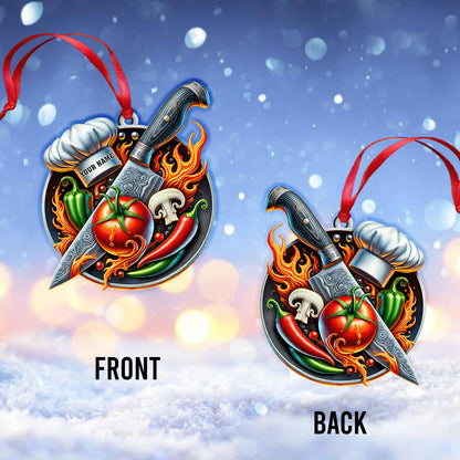 Custom Name Chef Ornament, Christmas Gift for Cooking Lover