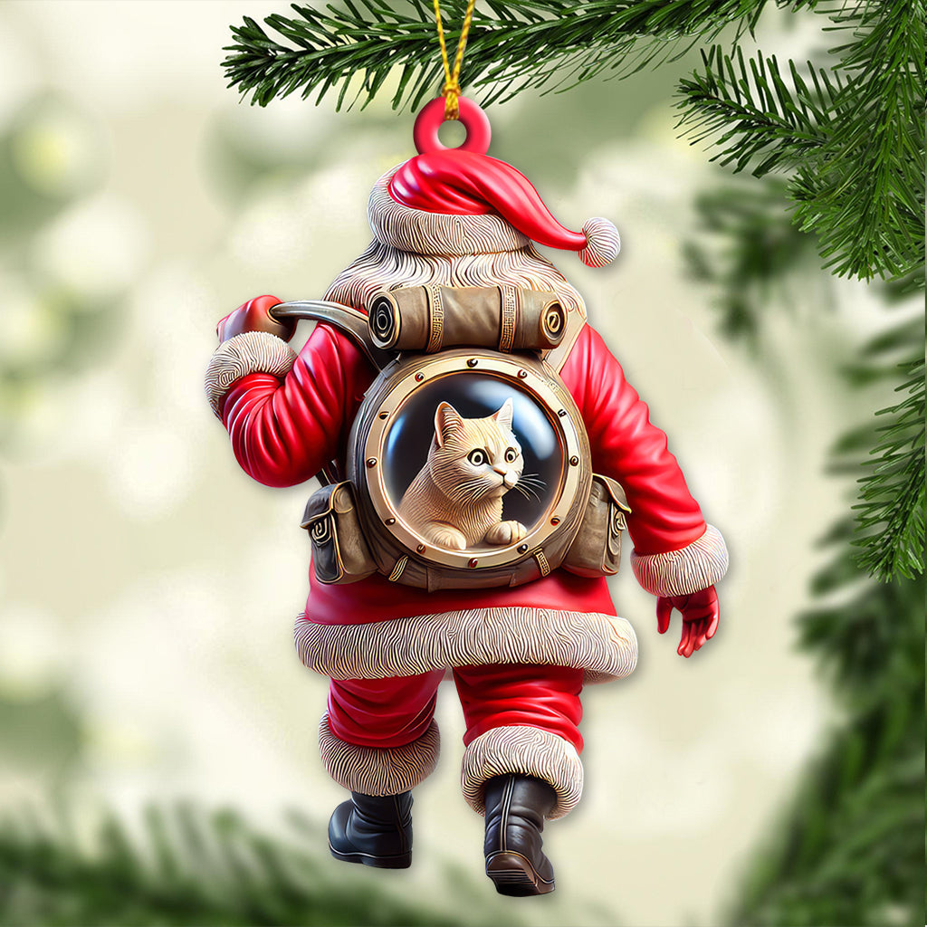 Custom Name Santa and Pet Ornament, Pet Lover Christmas Gift