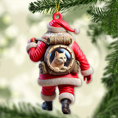 Custom Name Santa and Pet Ornament, Pet Lover Christmas Gift