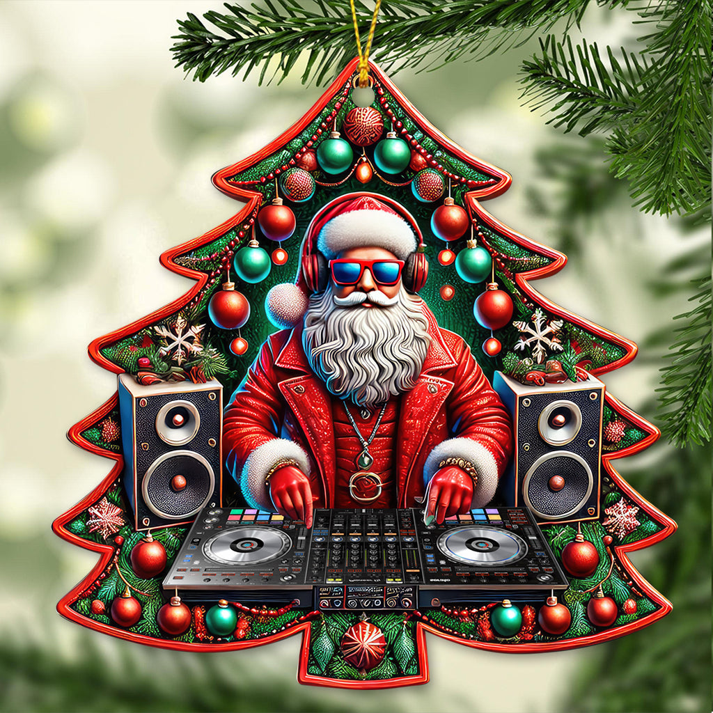 Custom Name Disc Jockey Santa Ornament, DJ Christmas Gift