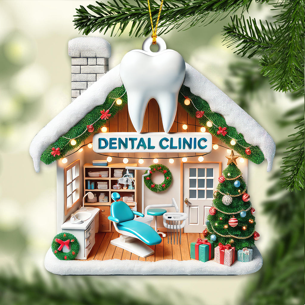 Custom Name Dental Clinic Ornament, Christmas Gift for Dentist