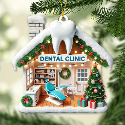 Custom Name Dental Clinic Ornament, Christmas Gift for Dentist
