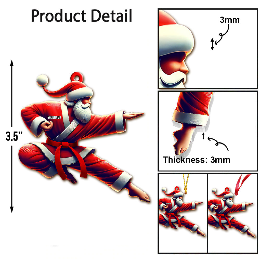 Custom Name Santa Karate Ornament, Christmas Gift for Karate Lover