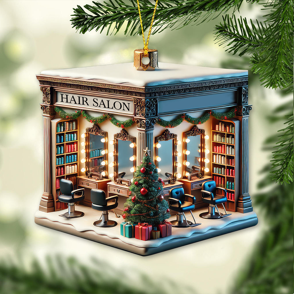 Custom Name Hair Salon Ornament, Hair Salon Christmas Decoration