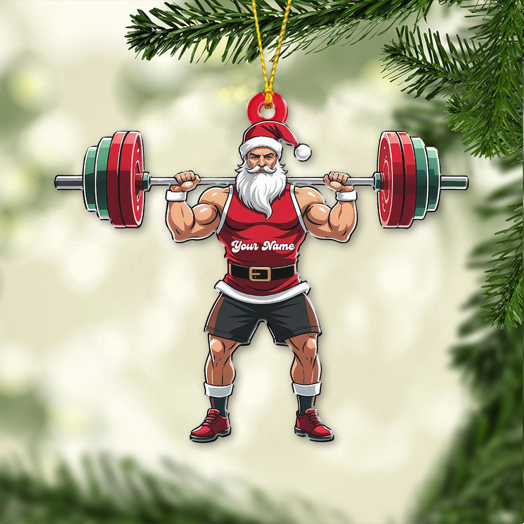 Weightlifting Santa, Home Decor, Christmas Ornament, Personalized Ornament