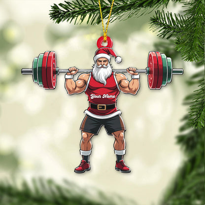 Weightlifting Santa, Home Decor, Christmas Ornament, Personalized Ornament